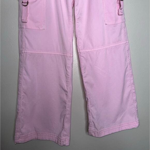 American Eagle Super High Rise Baggy Wide Leg Cargo Pants Baby Pink XXS Short - Picture 6 of 9